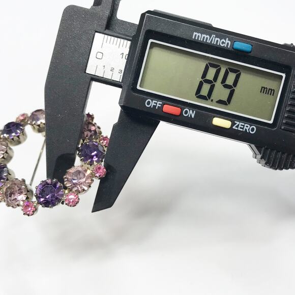 VTG Rhodium Plated Pastel Pink Purple Amethyst Brooch Rhinestones Silver Tone - Picture 3 of 12